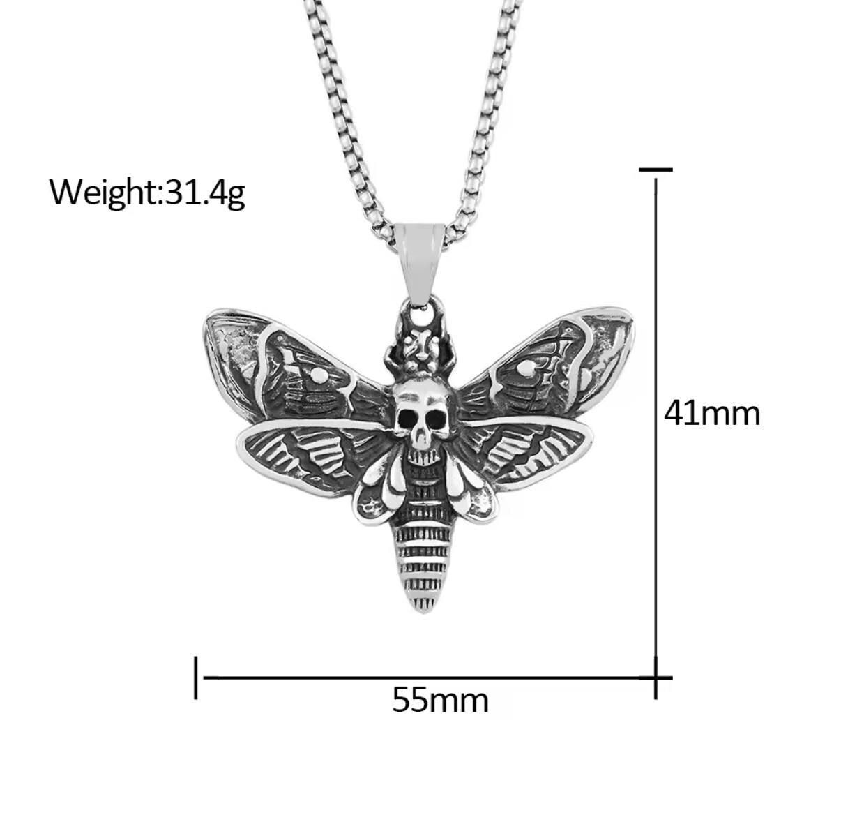 Skull Moth Pendant Necklace