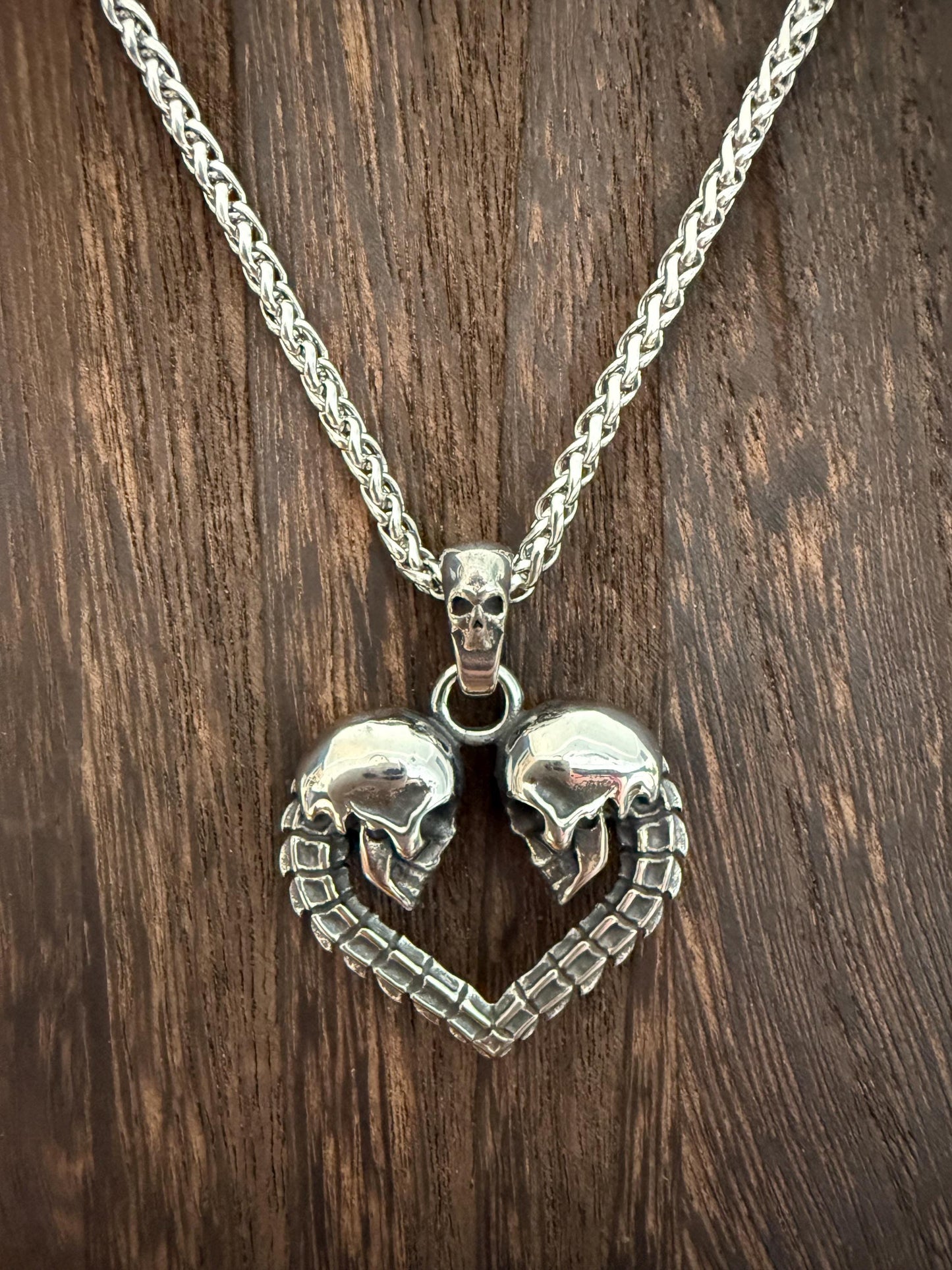 Skull Heart Lovers Pendant Necklace