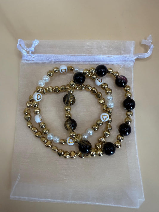 Handmade bead bracelets stack