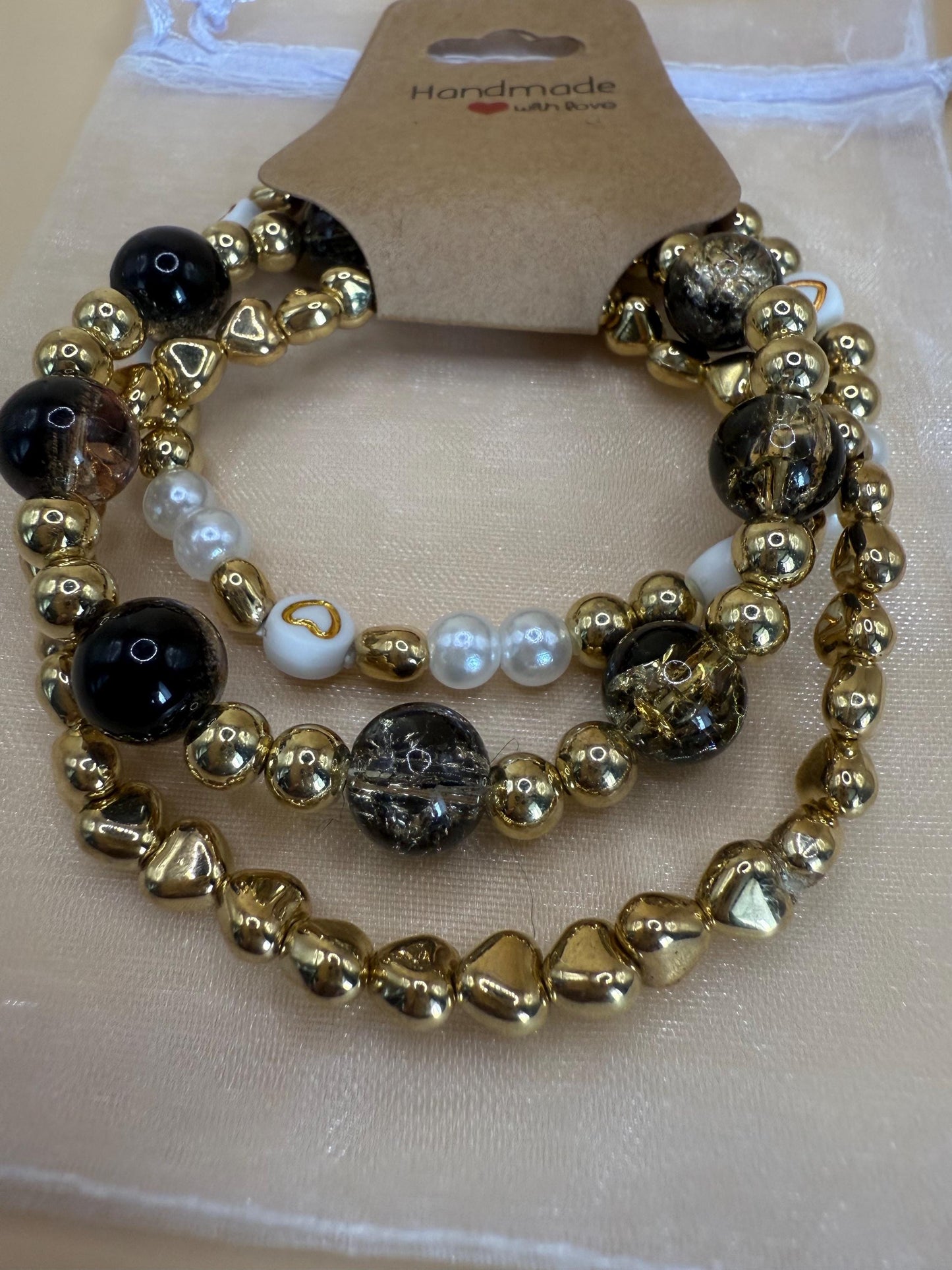 Handmade bead bracelets stack