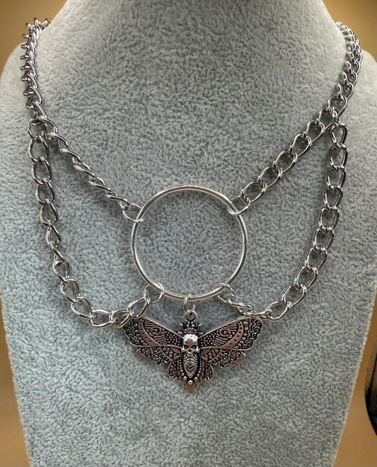 Cute death head moth choker necklace