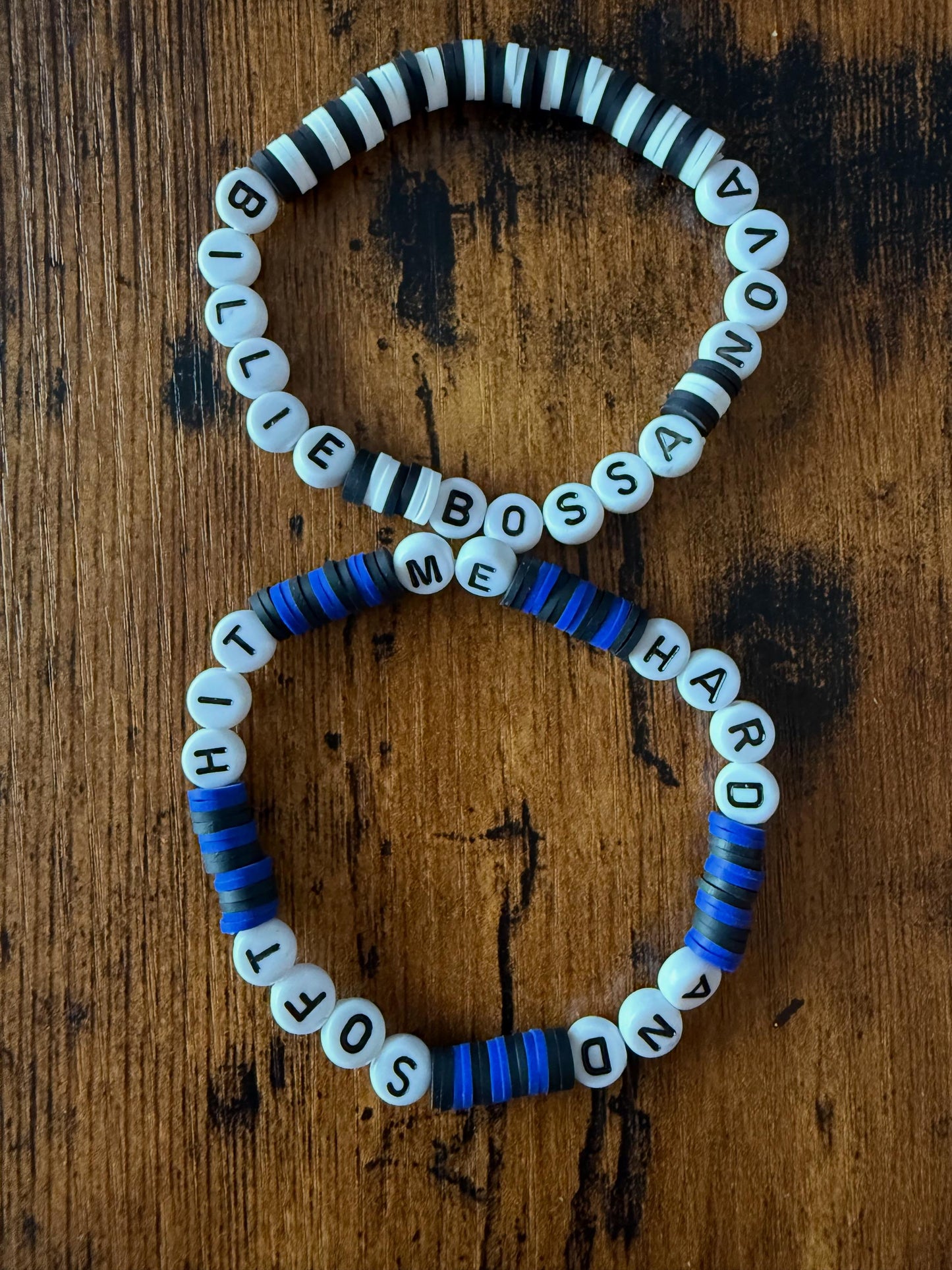 Personalized Beaded Bracelet: Custom Word Charm, Choice of Colors