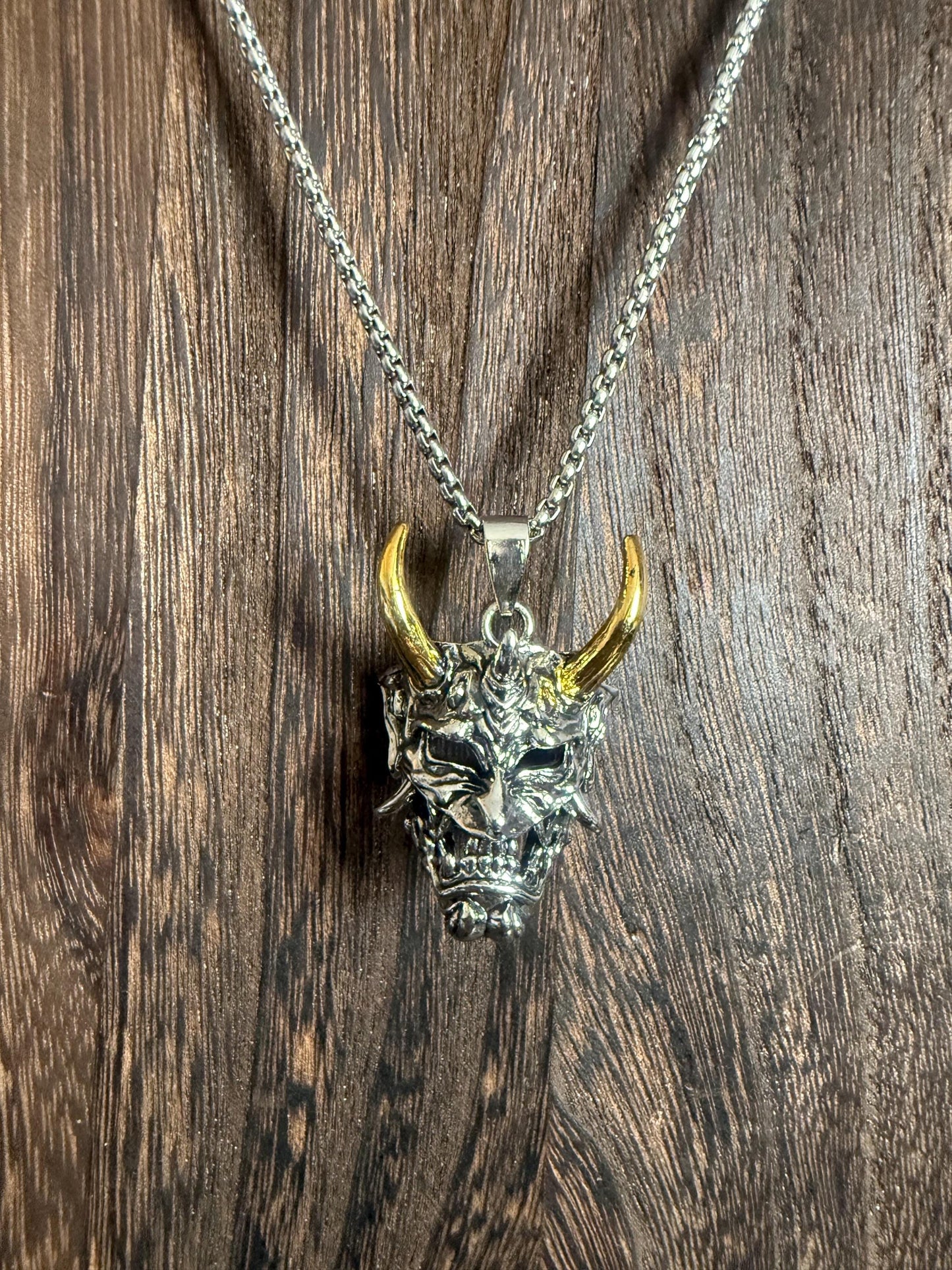 Japanese Hannya mask pendant necklace