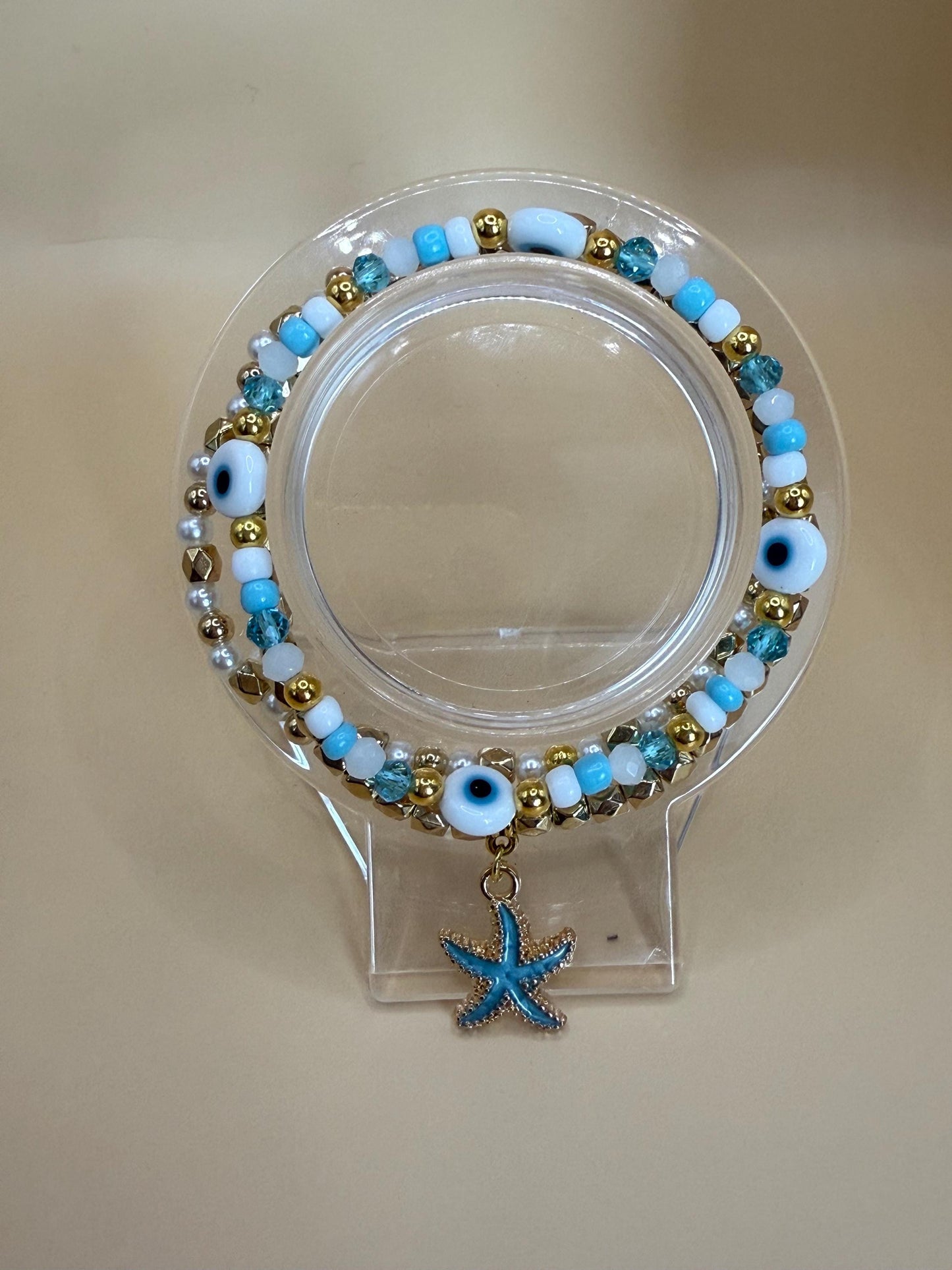 Handmade Evil Eye bead bracelets stack