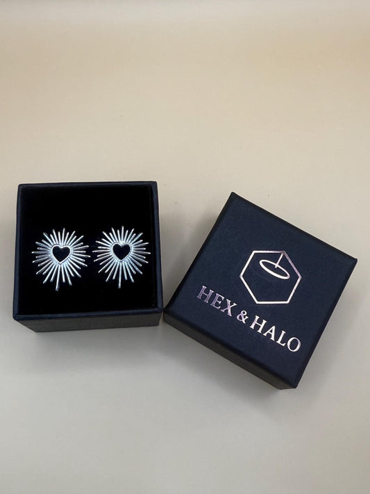 Sun/heart stainless steel stud earrings