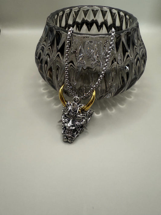 Japanese Hannya mask pendant necklace