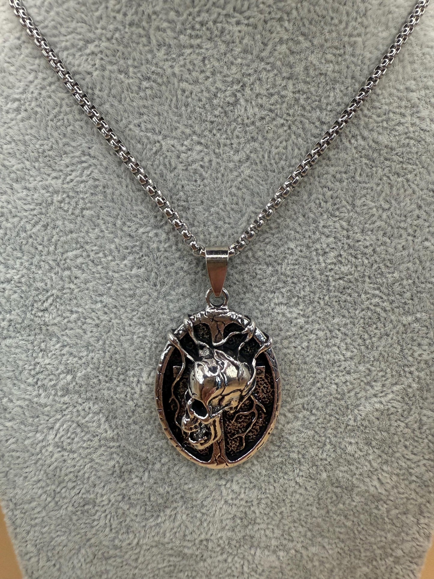 Skull Pendant Necklace - Mens, Ladies, Stainless Steel