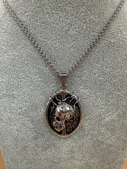 Skull Pendant Necklace - Mens, Ladies, Stainless Steel