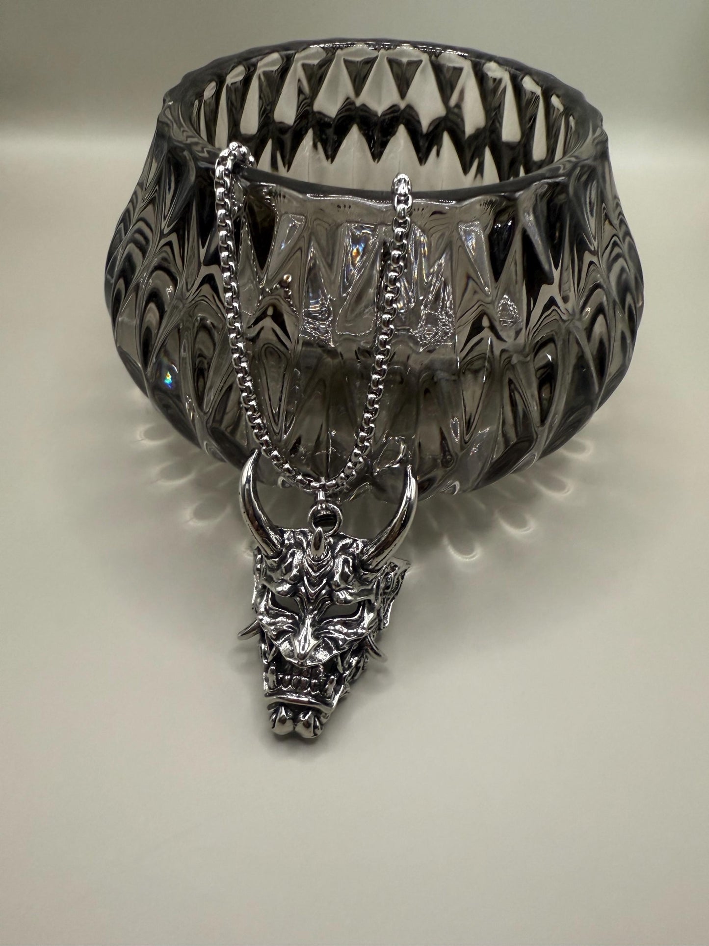 Japanese Hannya mask pendant necklace