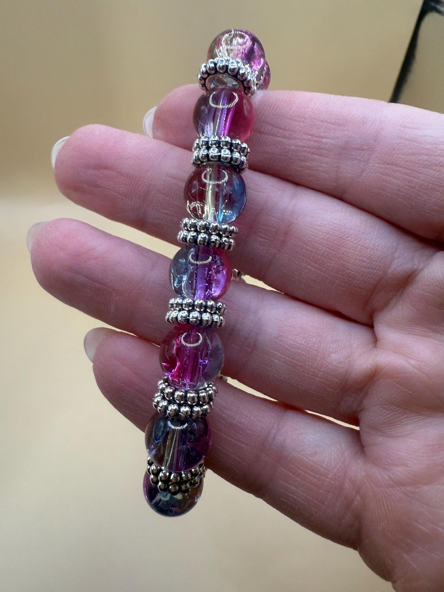 Handmade Aurora Glass Bead Bracelet