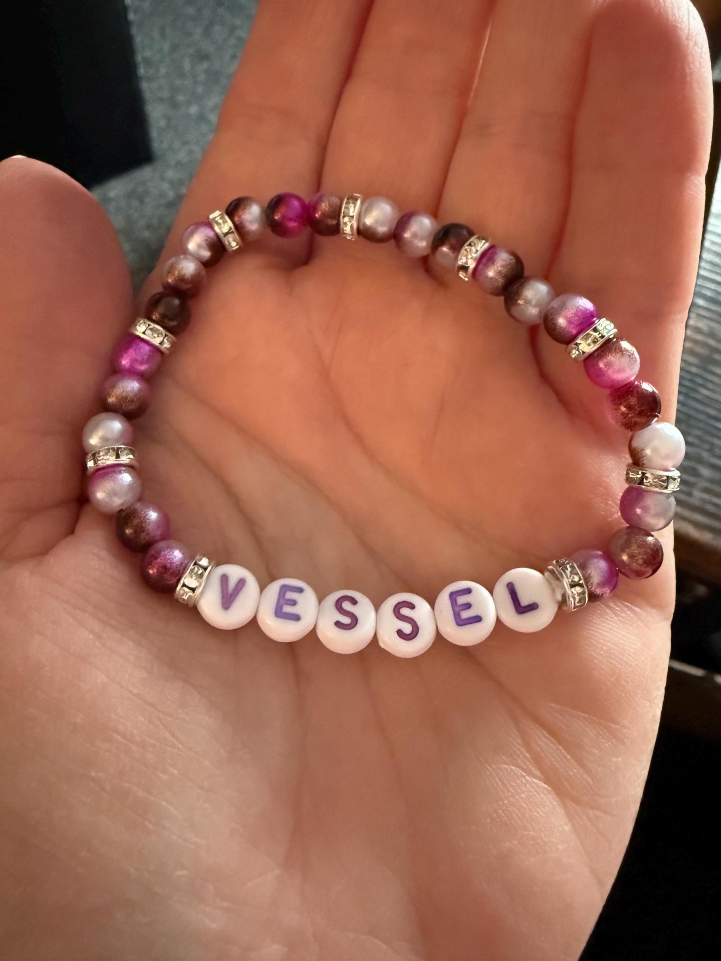 Personalized Beaded Bracelet: Custom Word Charm, Choice of Colors