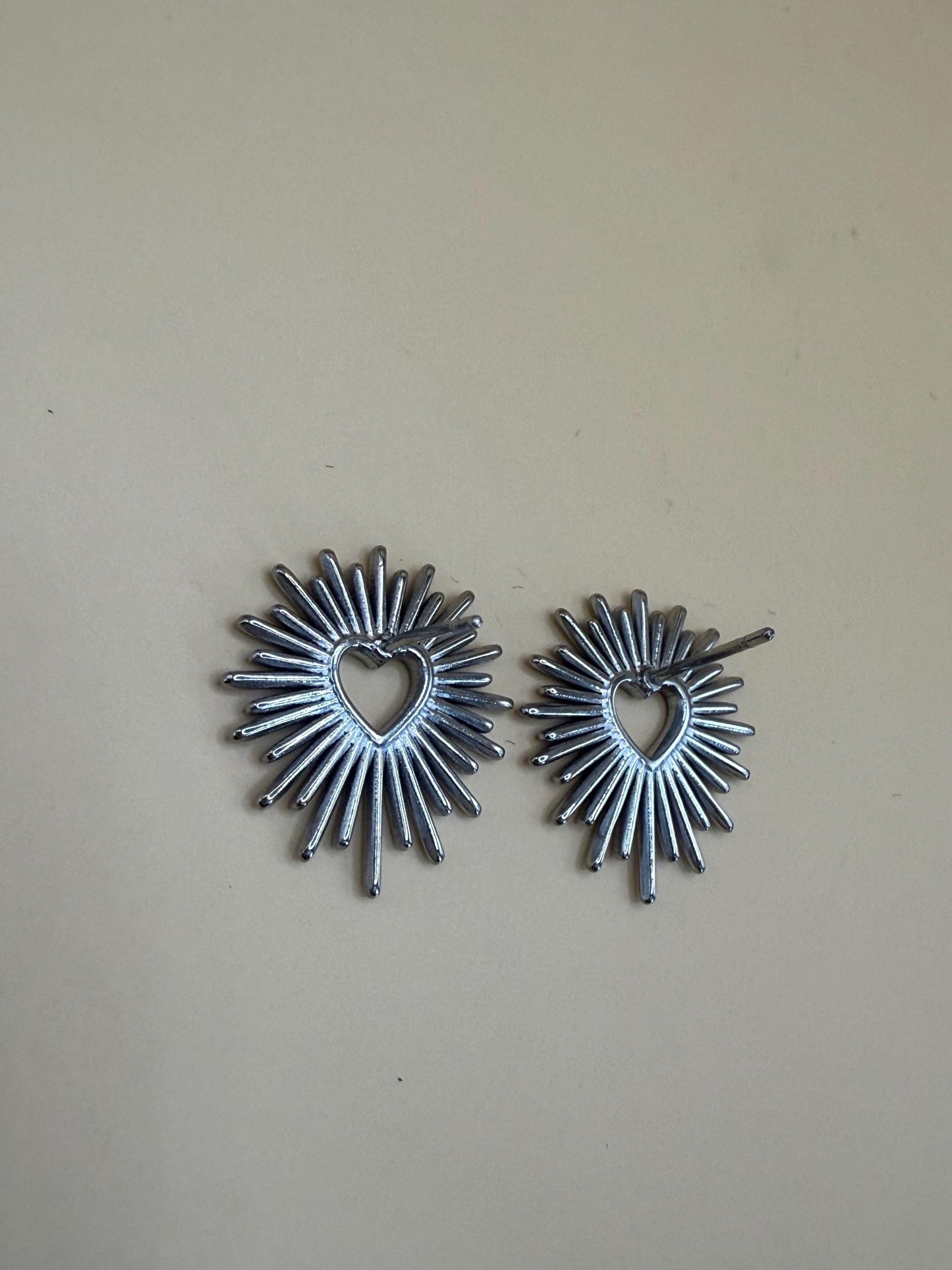Sun/heart stainless steel stud earrings
