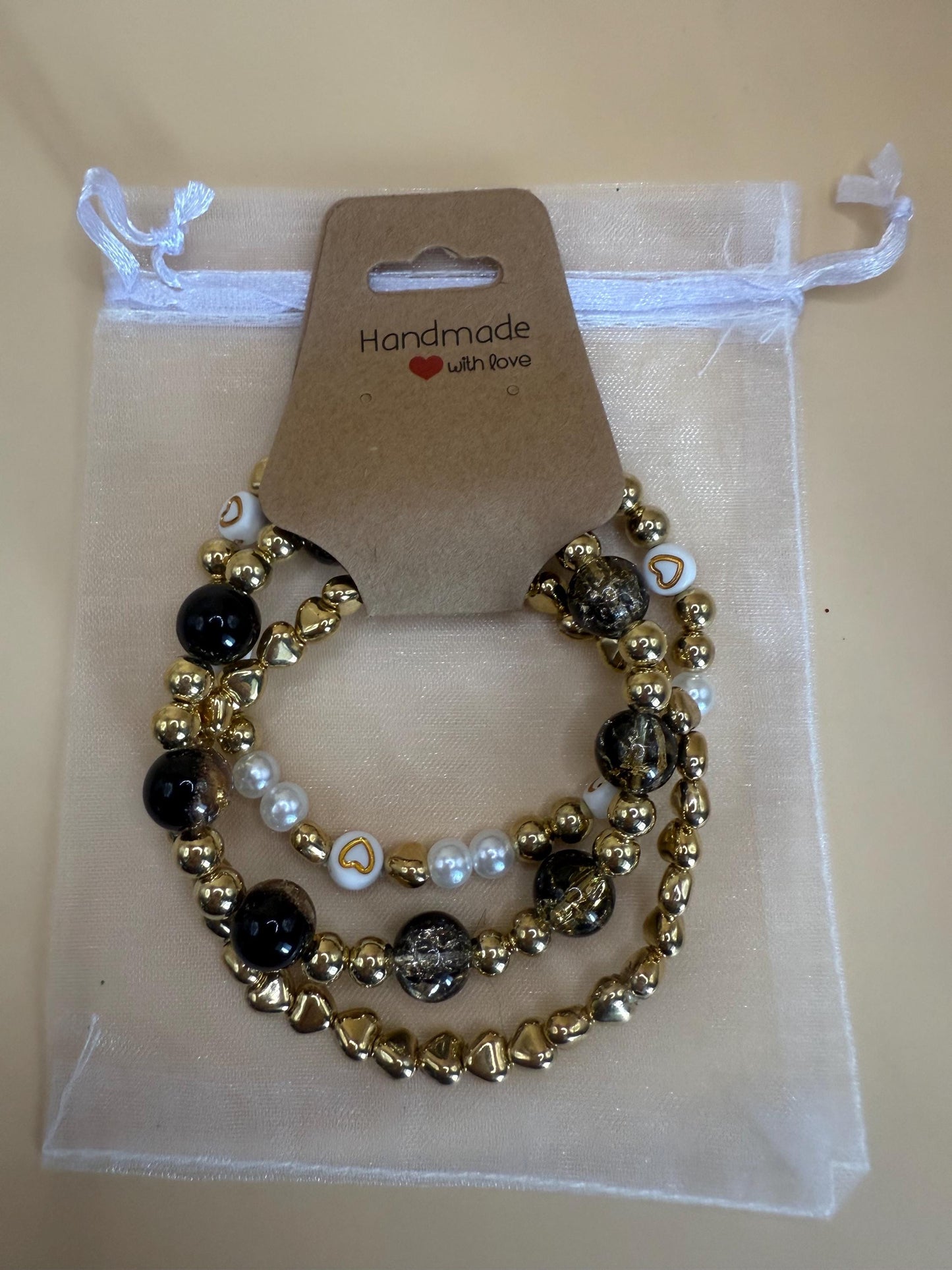 Handmade bead bracelets stack