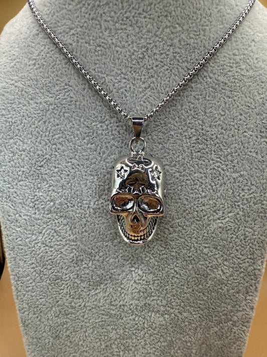 Skull Pendant Necklace - Mens, Ladies, Stainless Steel