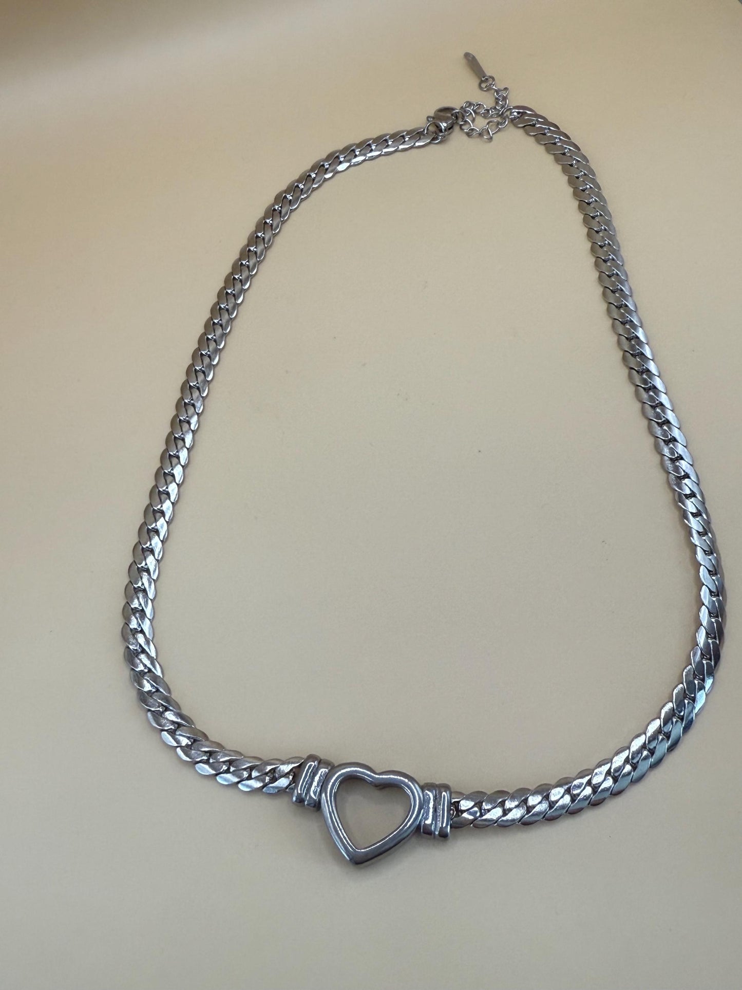 Stainless steel belcher chain heart choker