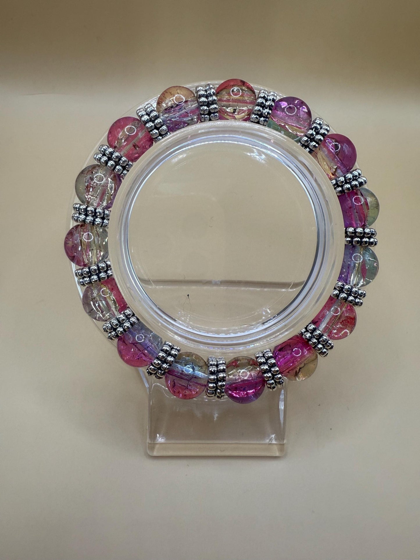 Handmade Aurora Glass Bead Bracelet
