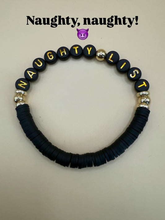 Handmade ‘Naughty List’  bead bracelet