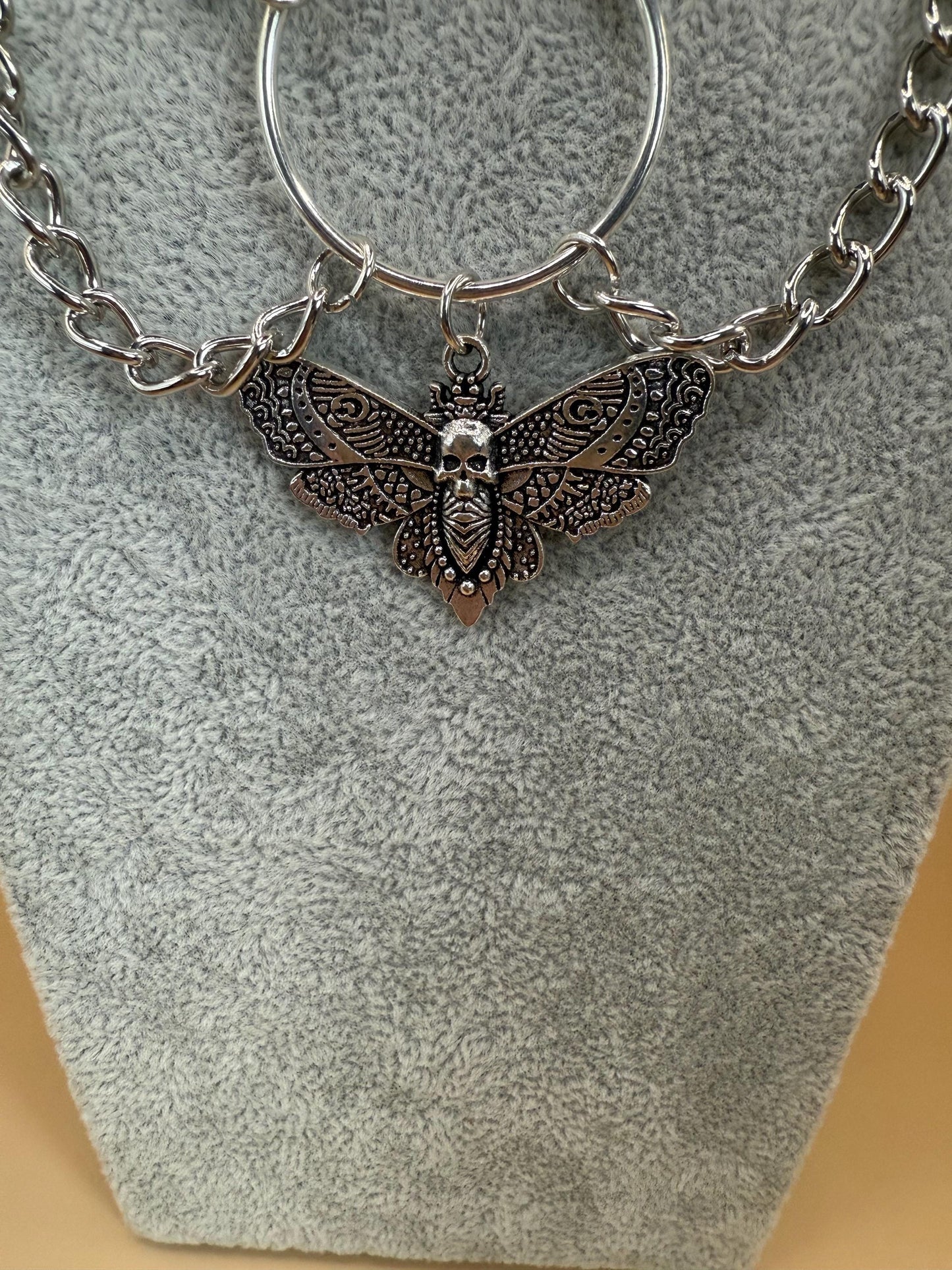 Cute death head moth choker necklace